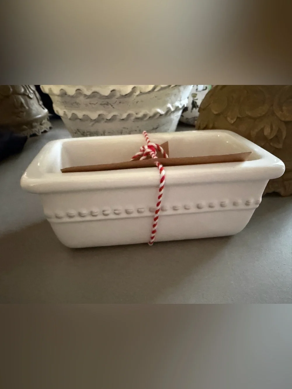 White Ceramic 'Not Fruitcake' MINI LOAF SET dish